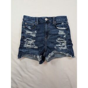 American Eagle Curvy Hi Rise Shortie Next Level Stretch Jean Shorts Women's 8